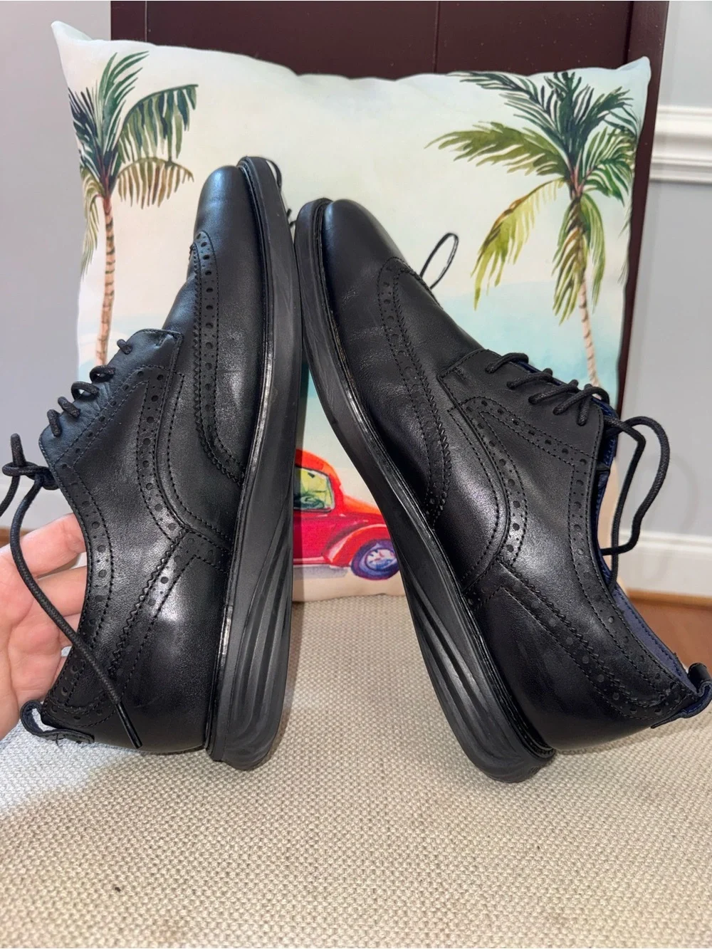 Cole Haan Men'S Original Grand Shortwing Oxford Shoes Triple Black Size 12